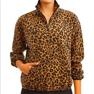 No Boundaries 1/4 Zip Fleece Pullover Leopard S